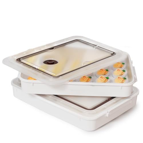 Deviled Egg Containers with Lid, (Set of 2), Plastic Deviled Egg Tray Carrier with Handle for 48 Eggs, Clear Storage Egg Platter for Devil Egg, Fridge Stackable Portable Egg Holder (Transparent) - color: Transparent