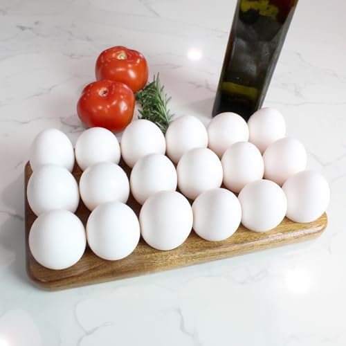 Gui's Chicken Coop Rustic Wooden Egg Tray, 18 Eggs | Holder, Usable in Kitchen Refrigerator or Countertop, for Display or Storage, Easy to Clean - size: 18 Eggs