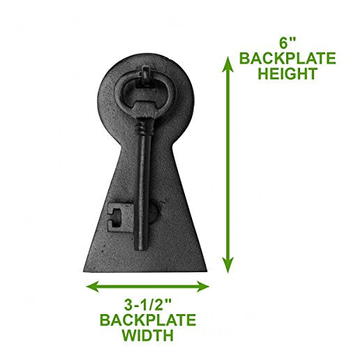 Renovators Supply Manufacturing Door Knockers for Front Door 6 in. Black Cast Iron Key Shaped Door Knocker with Mounting Hardware - color: Black Key