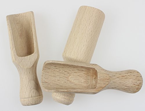 3pcs Multipurpose Wooden Scoops - Wood Salt and Spice Scoops - Rustic Bath Salt Scoop - Wooden Seed Scoop - 4" / 10cm Natural Beech Wood - size: 4" / 10cm