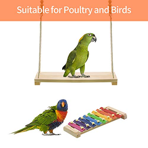 2pcs Chicken Toys, Chicken Swing Toys and Chicken Toys Xylophone | for Poultry Run Rooster Hens Chicks Pet Parrots Macaw Entertainment Stress Relief - size: 2pcs Chicken Swing Toys Set