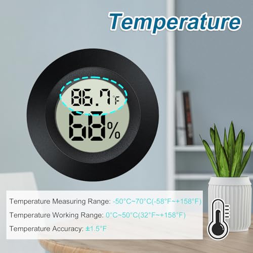 2 Pack Mini Digital Hygrometer Gauge Indoor Thermometer, LCD Monitor Temperature Outdoor Humidity Meter for Greenhouse Jars Incubators Guitar Case, Fahrenheit (℉) or Celsius(℃) - color: Back-2 pack