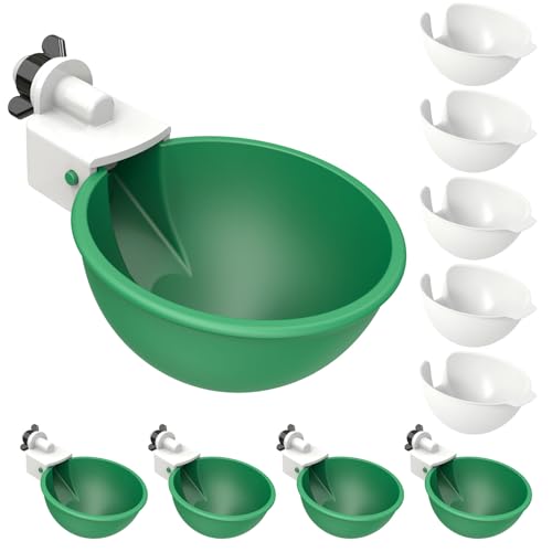 Large Chicken Waterer Cups, Heavy Duty Auto Poultry Water Cups -5Pack Green - color: Green, size: Pack of 5