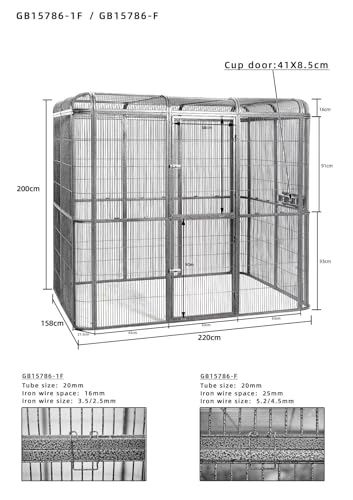 SENY Heavy Duty Walk-in Bird Aviary Cage, Metal, Expandable, 79x86x62 Inches, for Parrots, Macaws, Cockatoos, Reptiles, Dogs (Wire Size: 0.14", 86" L x 62" W x 79" H)