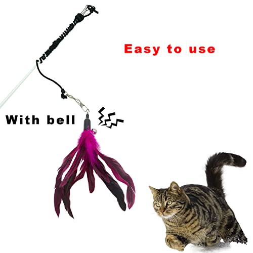 CATENESS Cat Feather Toys Refills, 10 Pieces Cat Wand Replacement Feathers Toy for Indoor Cats