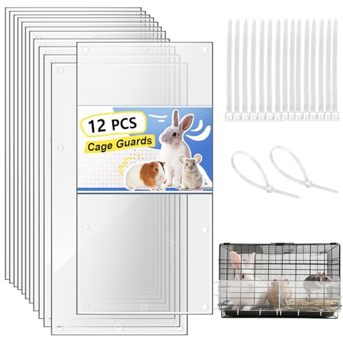 Harhana Cage-Guard, 12 Pieces Clear Transparent Pet Cage Protector, Chew-Proof Barrier for Hamster, Rabbit, Bird Cages, DIY Customizable Edge Cover to Protect Wires & Prevent Mess