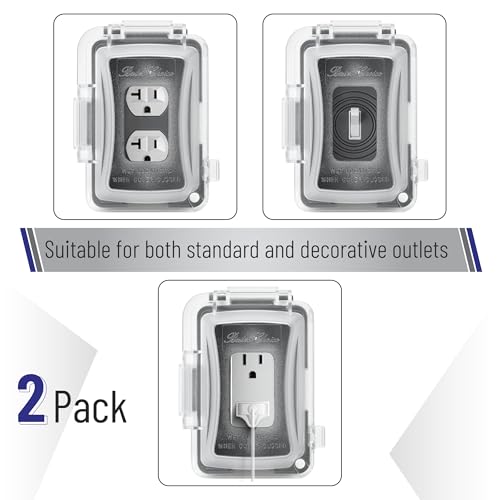 Bates Choice Weatherproof Electrical Outlet Cover, 2 Pack, 1-Gang, Outdoor Outlet Cover, Weatherproof, Outlet Cover Box - color: Clear, size: 2 Pack