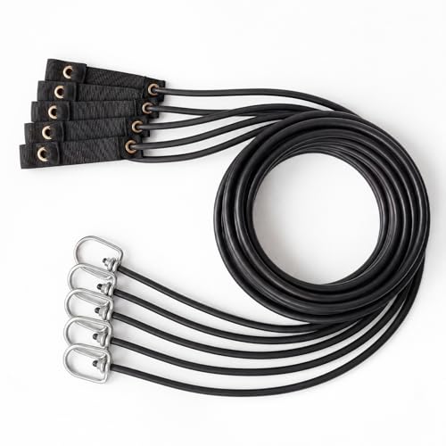 SATINIOR 5 Pack 6ft Black Rubber Tie Cords Nylon Hitches Chicken Leash Tie Cord Tether Chickens Supplies Accessories for Farm, Poultry, Backyard