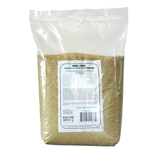 Non-GMO Turkey & Game Bird Starter Feed – 10 lb, 28% Protein, Omega-3, Calcium, Probiotics, Prebiotics & Herbs – Complete Nutrition and Quality Game Bird Feed - size: 10 Pound (Pack of 1)