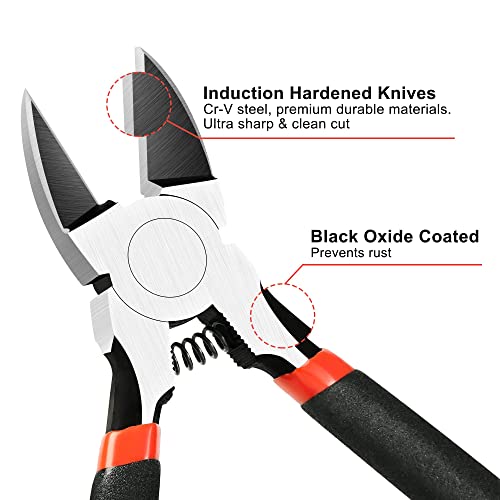 6 Inches Wire Cutters Heavy Duty Snips Flush Cut Side Cutters Pliers Metal Cutting Tool for Crafting, Floral, Artificial Flowers, Chicken Wire, Electrical, 1 Pack - color: 6 Inches - 1 Pack - Black Handle, size: 6-inches