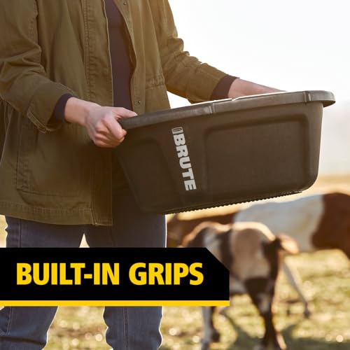 Rubbermaid Commercial Products Brute 6-Gallon Animal Pan Feeder, RigidCell Construction, Stackable Livestock Feed Bowl, Made in USA - size: 6 Gal, style: Pan Feeder