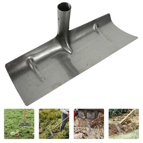 HOMSFOU Manure Rake Head and Shovel Scraper for Bird Cage Cleaning, 39cm Silver Metal Manual Manure Spade Replacement Head for Farm and Poultry Use
