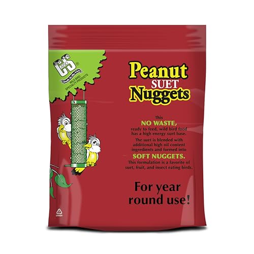 C&S Peanut Suet Nuggets, Outdoor Wild Bird Food for Nuthatches, Woodpeckers and Chickadees, 27 Ounces - size: 1.69 Pound (Pack of 1)