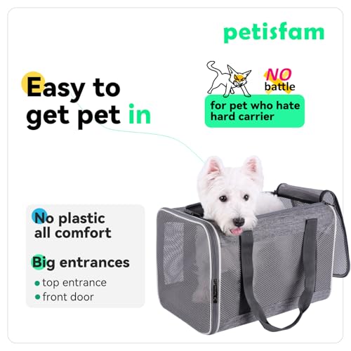 Soft Pet Carrier Bag for Cats and Puppy Under 20 lbs. Sturdy, Safe, Comfortable and Lightweight | Top Opening, Quik-in. Zip-to-Lock. Stress-Free Vet Visits. Cats Can't Resist. Easy Storage, Cleaning. Lightweight. Breathable - color: Grey