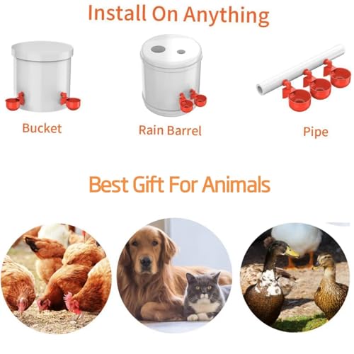 Professional Chicken Waterer Cups, 8pcs Large Chicken Water Feeder, Automatic Chicken Water Dispenser, Poultry Drinker Set, Solution for Various Poultry Watering with Matching Drill