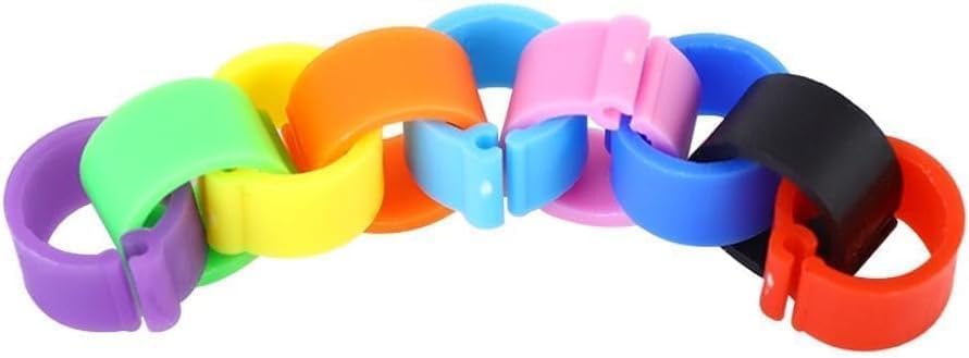 100PCS Poultry Leg Rings, 10 Colors Poultry Foot Rings Bird Identification Leg Bands Clip-on Rings for Birds, Ducks and Chickens Diameter 8mm