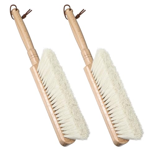2pcs Horse Hair Brush Horsehair Bristles Duster Horse Hair Brush with Wood Handle Counter Brushs for Furniture, Drafting, Patio, Bed, Fireplace, Hand Broom, Dust Brushs