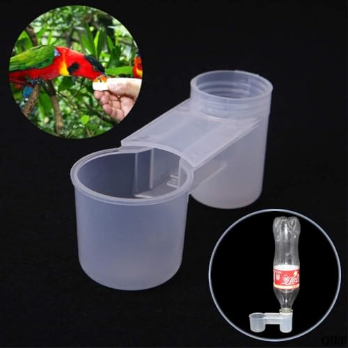 kathson 20 Pcs Bird Drinker Feeder Plastic Soda Pop Water Bottle Cup Ideal for Chicken Pigeons Birds Feeder Trough Animal Feeding Accessories - color: White