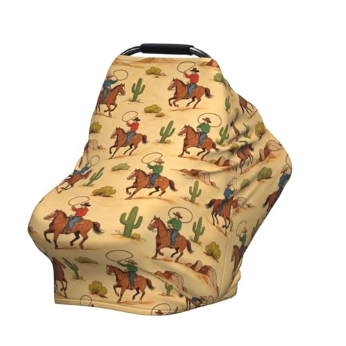 Western Cowboy Cactus Baby Stuff Car Seat Cover for Baby,Mom Nursing Breastfeeding Covers,Multi-Use Car Seat Canopy Carrier Cover,Stroller Cover Newborn Shower Gift for Boys Girls - color: Cowboy