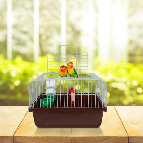Toddmomy Portable Bird Cage Bird Carrier Travel Cage with Perch Food Box and Water Dispenser Spacious Small for Parakeet Finch Canary 9.29 X 6.57 X 6.29 in - color: Coffee