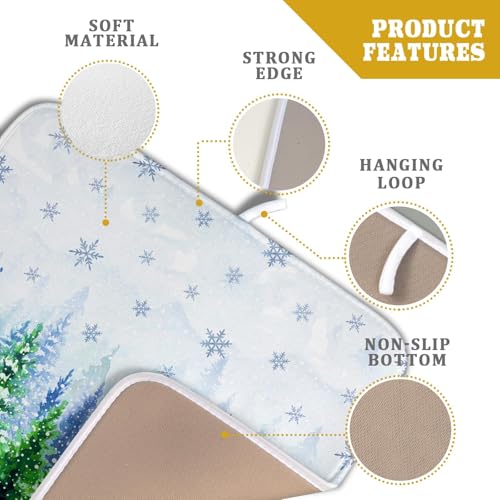 Winter Dish Drying Mat Forest Kitchen Mat for Counter for Home Season Decor 18 X 16 In - color: Winter Forest Bird, size: 18" x 16"