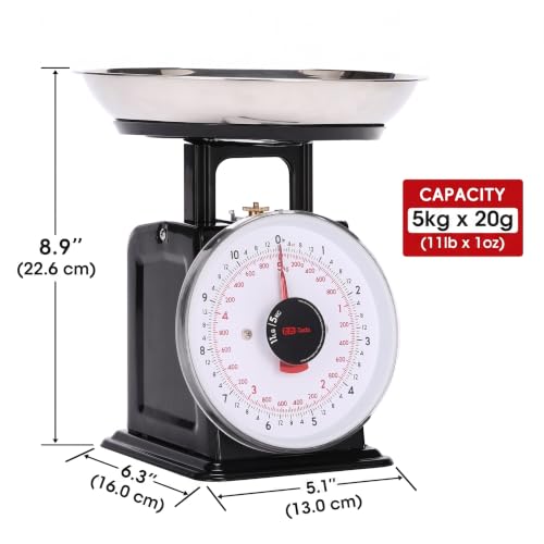 Tada 11lb Analog Kitchen Mechanical Food Scale Weighing Dial Scale with Bowl
