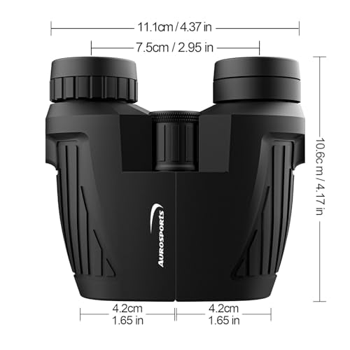 Aurosports Compact Binoculars for Adults & Kids - 15x25 High Power Binoculars with FMC Lenses & High Light Transmission Ultra Lightweight & Small Binos for Bird Watching Gifts for Men Women - Black - size: 15x25