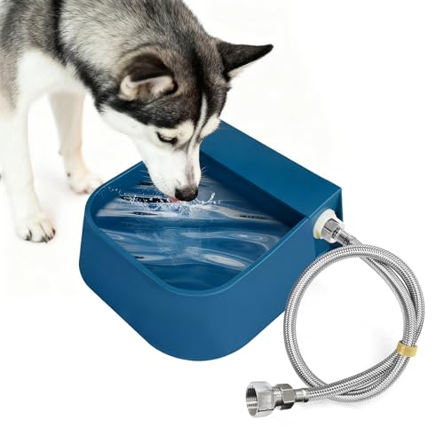 NAMSAN Outdoor Automatic Dog Water Dispenser, Large Water Bowl for All Kinds of Animals, Auto Refill Waterer for Pet Livestock, Water Trough Include 59" Anti-Bite Metal Water Pipe, Fit GHT Faucet