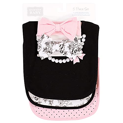 Hudson Baby Unisex Baby Cotton Bib and Headband Set - color: Toile, size: One Size