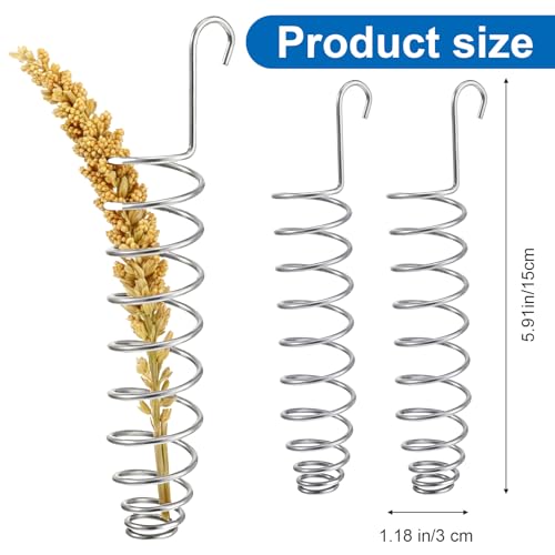 2 Pack Millet Spray Holder for Parrots, Parakeet Treat Sticks Feeder, Natural Millet Treats Stiks Bars for Birds, Carrot Cuttlebone Calcium Block for Healthy Chewing and Play, Silver