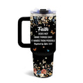DUUV Faith Tumbler 40oz, Insulated Christian Gift for Women | Inspirational Floral Tumbler Leakproof, Religious Gifts for Women, Spiritual Bible Verse Mug, Mothers Day Ideal Gift, 1 Pack - color: Faith Black