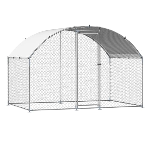 VEVOR Large Metal Chicken Coop with Run, 9.8 x 6.5 x 6.5ft Walkin Chicken Coop for Yard with Waterproof Cover, Dome Roof Large Poultry Cage for Hen House, Duck Coop and Rabbit Run - size: 118.1"L x 78.7"W x 78.7"H