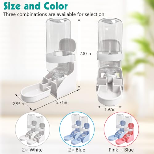 kathson 2PCS Rabbit Water Bottle, 17oz Hanging Water Fountain Automatic Dispenser No Leak WaterFeeder for Bunny Chinchilla Guinea Pig Hedgehog Ferret - size: 2PCS Water Dispenser, White