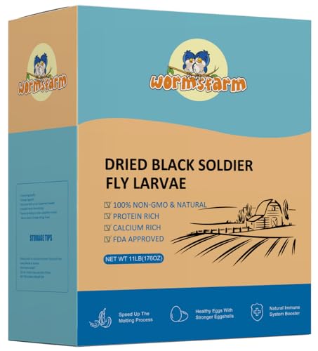 WormsFarm 11LB Dried Black Soldier Fly Larvae,Chicken Feed More Calcium Than Mealworms for Chickens,Laying Hens,Blue Birds | Treats for Wild Birds,Laying Hens,Chicken Feed - size: 11 Pound (Pack of 1)