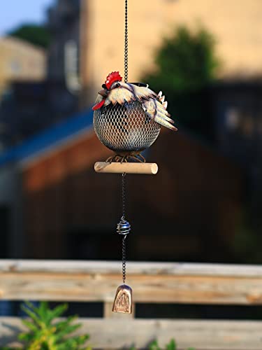 Solar Bird Feeder,Squirrel-Proof Bird Feeders for Outside,Cute Animal Shaped (Rooster Shaped) - style: Rooster Shaped
