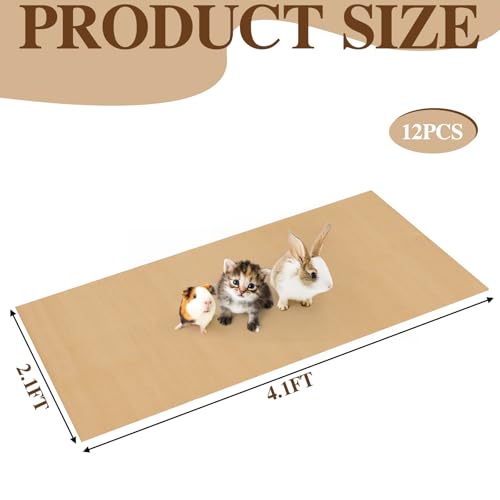 12 Pcs 49.2" x 25.6" Disposable Guinea Pig Cage Liners 4 x 2 ft Cage Disposable Bottom Waterproof Kraft Paper Liner Bag for Guinea Pigs Bedding Small Animal Pet Supplies