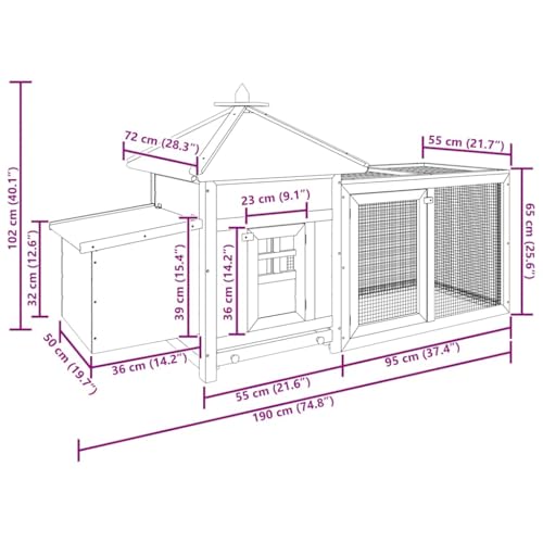 Large Chicken Coop, Red Solid Firwood Poultry Cage with Run, Outdoor Rectangular Hen House for Backyard, Galvanized Steel Wire Pen, 74.8 x 74.8 x 40.2 Inches - color: Red