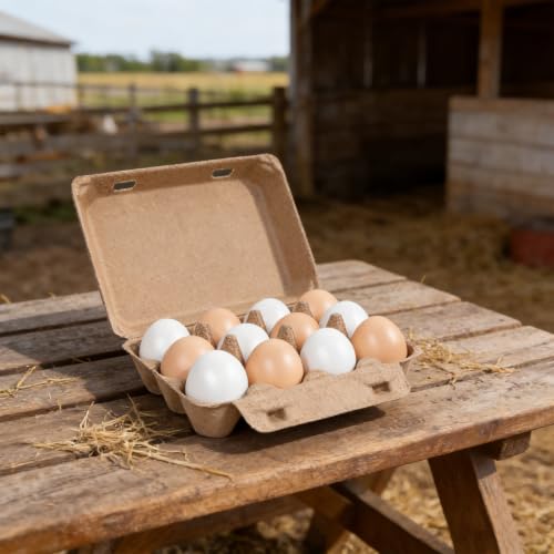 25 Pack Egg Cartons, 3x4 Style Reusable Egg Cartons Cheap Bulk | Empty Natural Paper Pulp Egg Cartons Bulk, Sturdy Design Egg Carton for Fresh Chicken Eggs