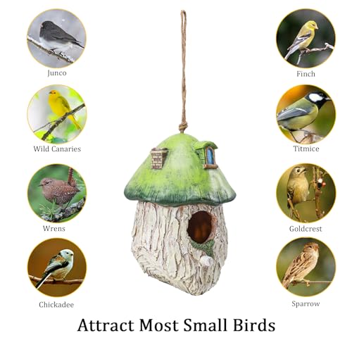 Yinns Bird House for Outside, Decorative Resin Bird Houses for Garden Decor | Birdhouses for Outdoors Nesting, Decorative WaterProof Bird Houses for Yard Cardinal Bluebird Wild Birds Nesting - color: Green and White