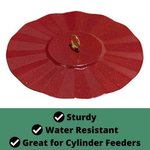 Metal Rain/Weather Guard - Perfect for Outdoor Bird Feeders, Seed Cylinders, Hummingbird Feeders, Cylinder Feeders and More Against Water, Sun, and Overhead Messes Rust Proof, - color: Red, size: 9.5 Inches
