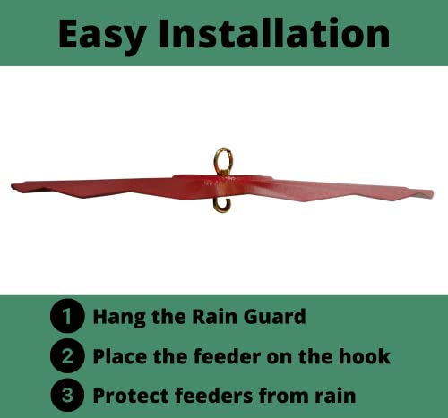 Metal Rain/Weather Guard - Perfect for Outdoor Bird Feeders, Seed Cylinders, Hummingbird Feeders, Cylinder Feeders and More Against Water, Sun, and Overhead Messes Rust Proof, - color: Red, size: 16 Inches