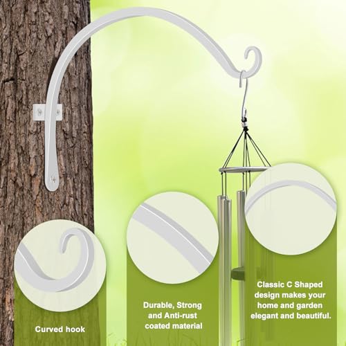 2 Pack 12 Inch Hanging Plant Bracket Wall Hooks Decorative Plant Hangers for Outdoor Hanging Bird Feeders, Wind Chimes, Plant Baskets, White - color: White, size: 12 Inch