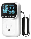 Digital Temperature Controller Outlet, 15A/1800W Heavy Duty Thermostat Plug, VA LCD Display, Heating/Cooling Control, -40°F~210°F, 4 Timer Modes, for Greenhouse Incubator Homebrew W02TC06 - color: White-16.4ft