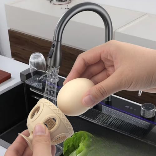 Egg Cleaner for Fresh, Silicone Egg Brush Cleaner, Multipurpose Vegetable and Fruit Scrubber Tool(Yellow)