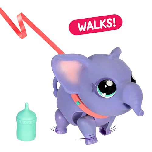 Little Live Pets My Walking Elephant Toots, Walks, Dances & Sways | 25+ sounds & reactions, includes leash & feeding bottle; interactive pet toy for kids ages 5+ - style: Walking Elephant