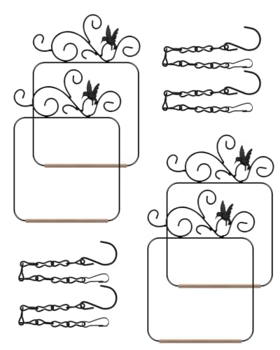 PACETAP Hummingbird Swings and Perches Metal Frame 4 Pack, Wild Bird Swing Outdoor Bird Perch with Wooden Dowel and 2 Hanging Chain for Indoor, Outdoor, Trunk, Lawn, Patio, Garden (4 Hummingbirds) - size: 4