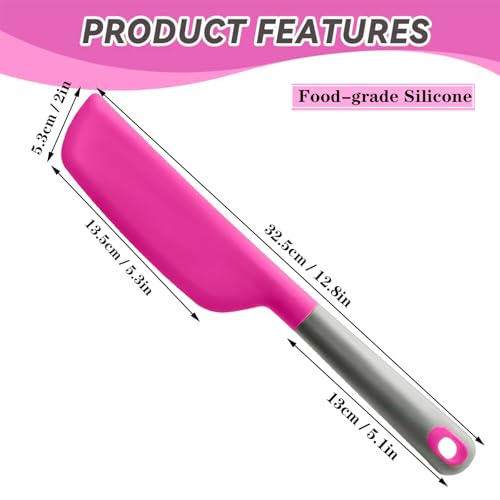 Silicone Omelette Spatula Turner, Flip Fold Omelet Turner, 13Inch | Flexible Egg Flip Tool for Non-stick Pans, Heat Resistant omelette flipper for Kitchen Omelet Pancake Crepes - color: Deep pink-Narrow