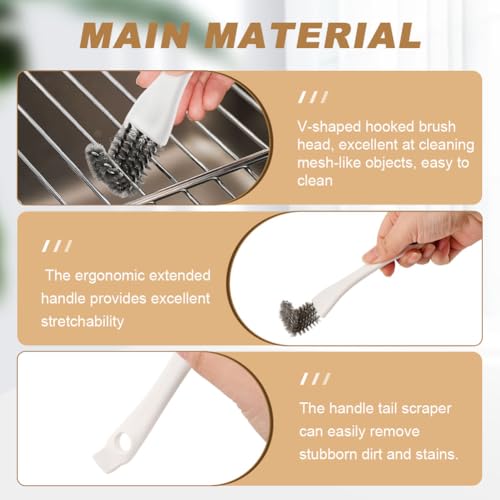 Bird Cage Cleaner Brush Kit with Long Handle, 2Pcs | Double-headed Design Bird Poop Remover Cleaning Tool Accessories, for Parakeet Small Animal Cage and Bird Cage Perch Cleaner