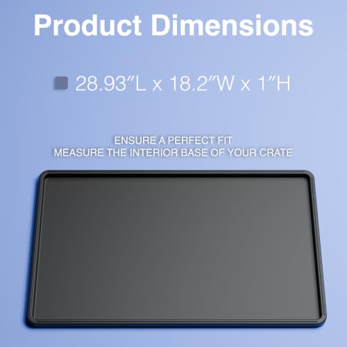 Dog Crate Tray Replacement - Heavy Duty Reinforced Pan | Thick composite plastic, waterproof & easy-clean. Fits metal cages, litter boxes & puzzle boards. - size: 28.93"L × 18.2"W × 1"H