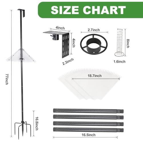 79" Heavy-Duty Bird Feeder Pole with Squirrel Baffle for Outdoors, Adjustable Bird Feeding Station Holds Multiple Feeders, Rust-Resistant Steel Pole with Bird House Pole Mount Kit - size: 79" Pole & Baffle